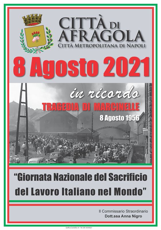Giornata Nazionale Sacrificio Lavoratori italiani nel mondo Agosto 2021