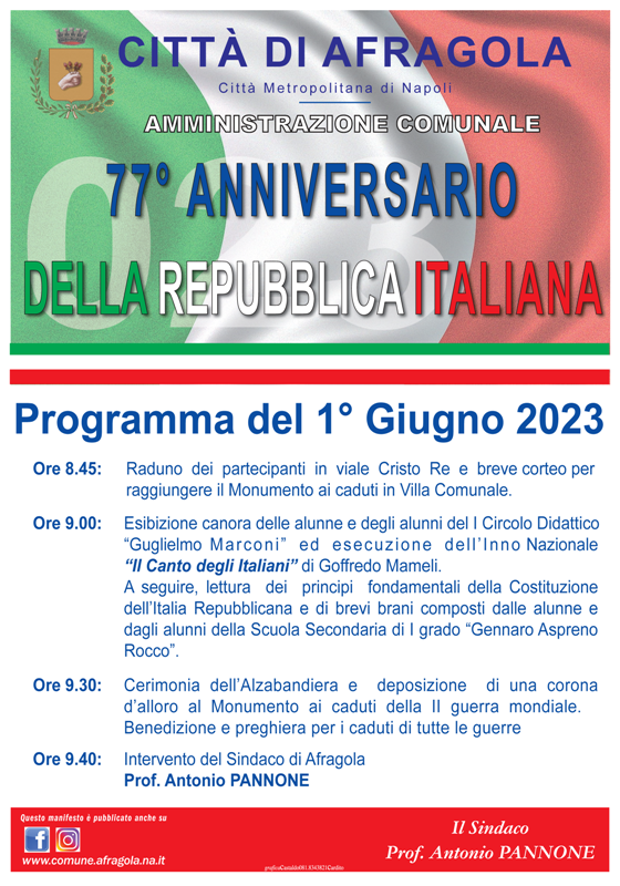 Manifesto Programma Festa della Repubblica 2023