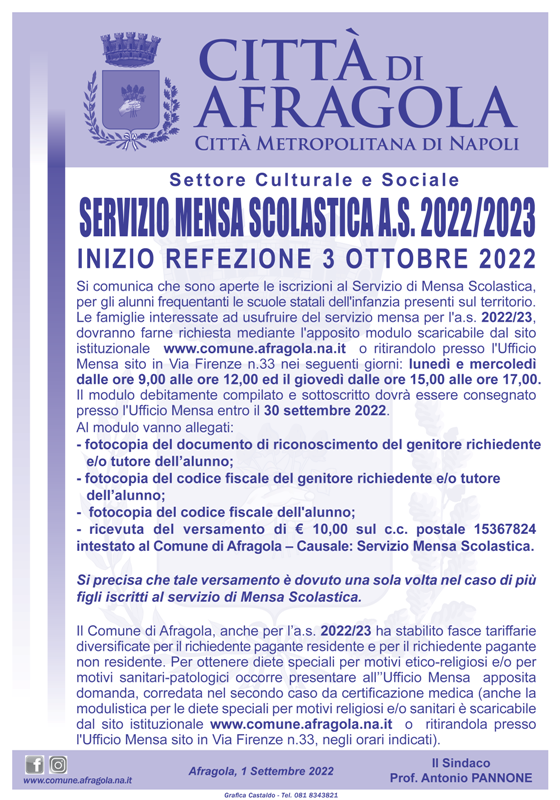 Refezione Scolastica 20222023