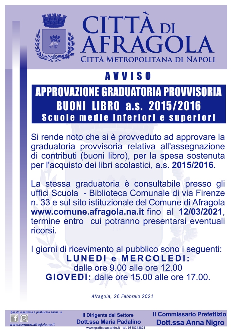Graduatoria provvisoria Buoni Libro 20152016