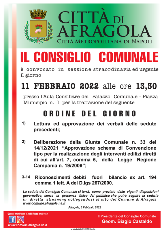 Consiglio Comunale 11 febbraio 2022