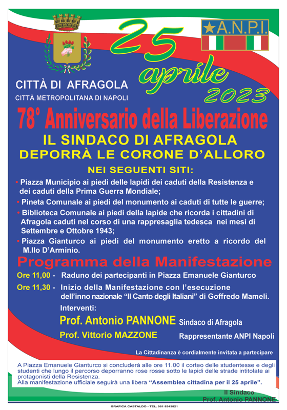 Programma manifestazione 25 aprile 2023