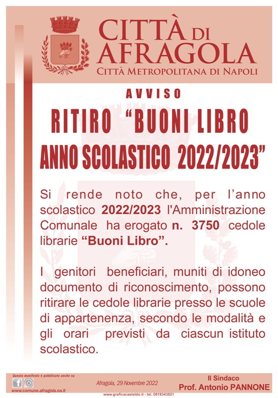 Avviso ritiro buoni libro