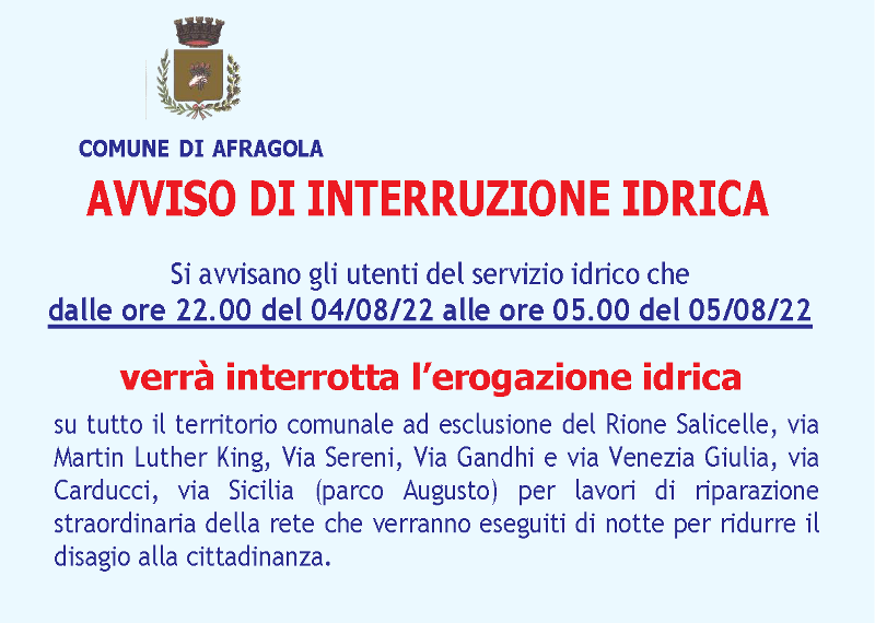 Interruzione idrica