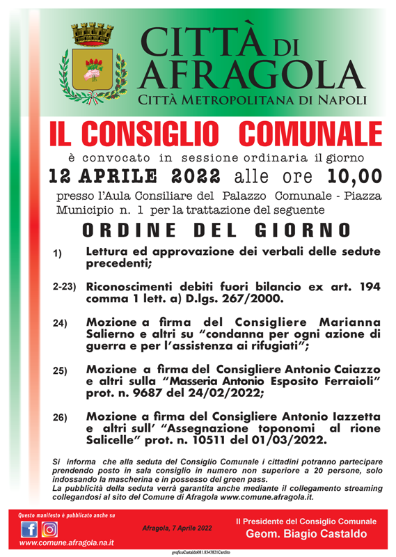 Consiglio Comunale 12 aprile 2022