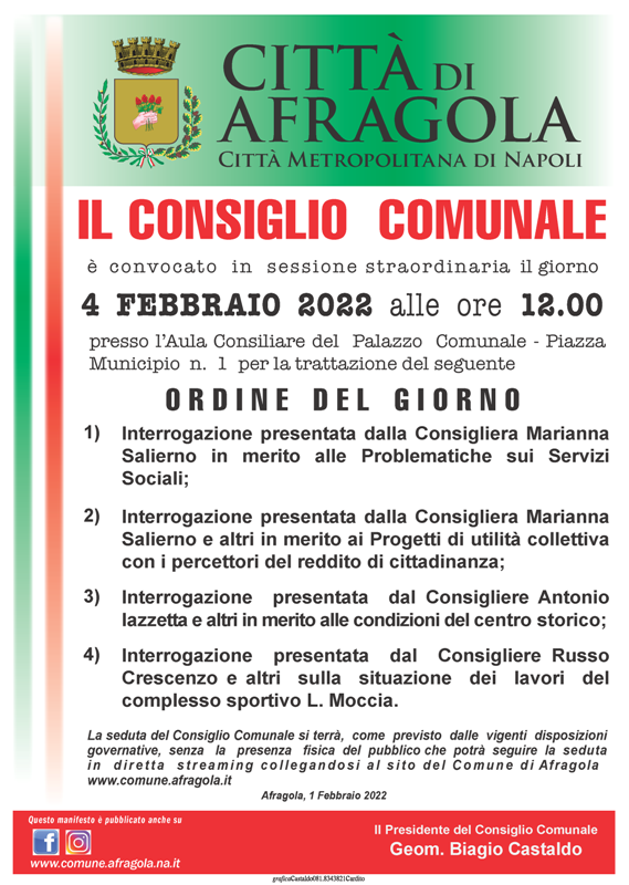 Consiglio Comunale 4 Febbraio 2022