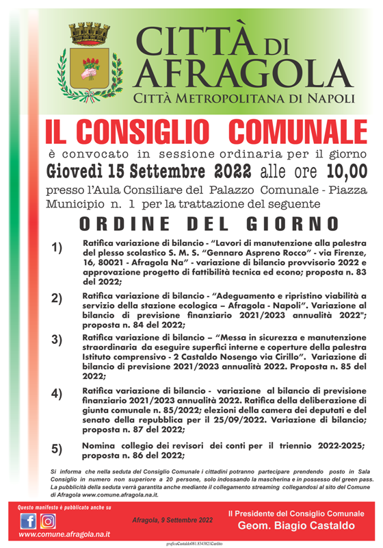 Consiglio Comunale Settembre 2022