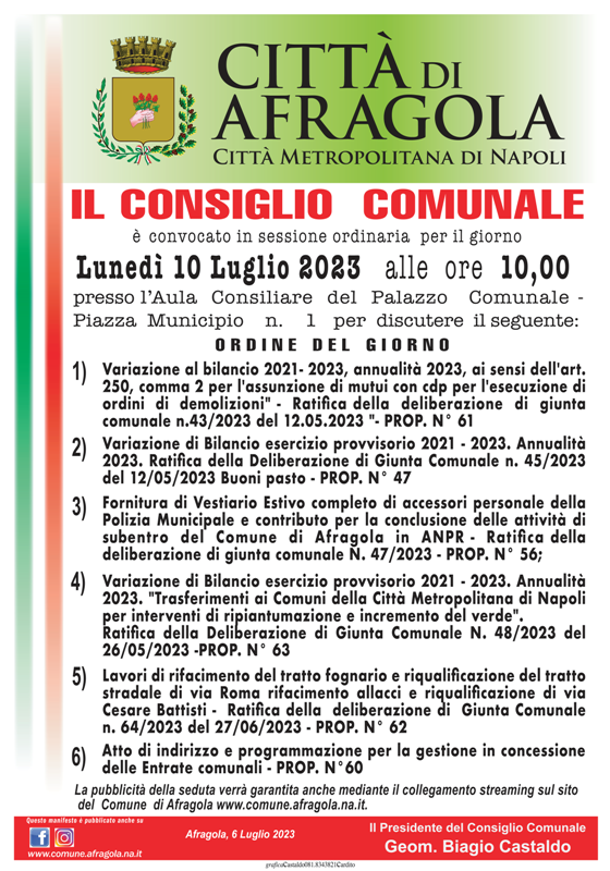 Consiglio Comunale del 10 luglio 2023