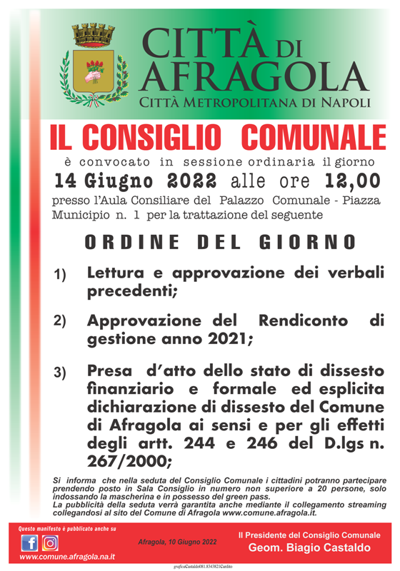 Consiglio Comunale del 14 giugno 2022