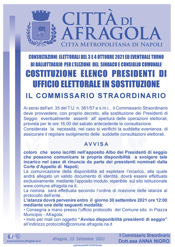 Elenco presidenti in sostituzione