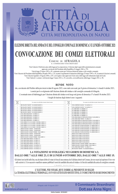 Manifesto Elezioni Comunali