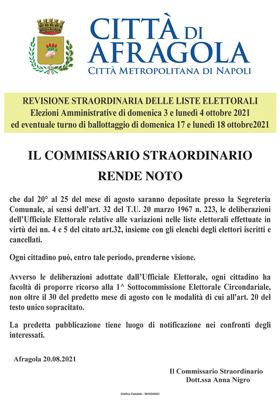 Manifesto Rev. dinamica strd. Comunale 2021