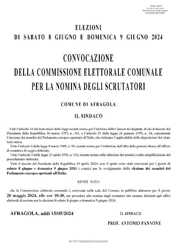 Modellon 2 Manifesto nomina scrutatori