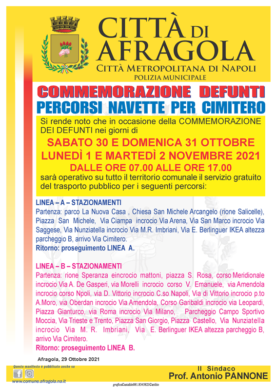 Navette per Commemorazione defunti Nov 2021