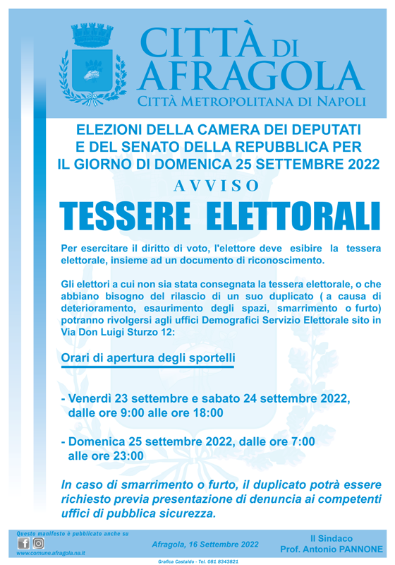 Tessere Elettorali settembre 2022