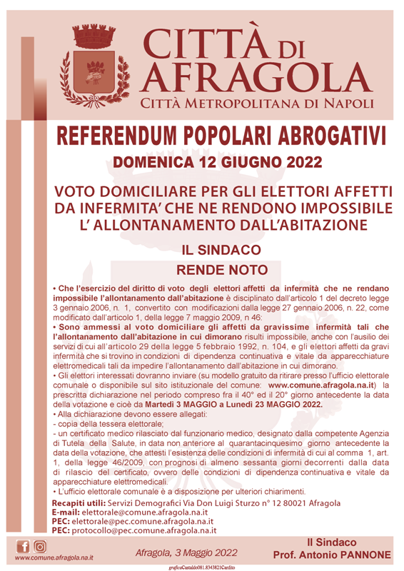 Referendum giugno 2022 Voto domiciliare