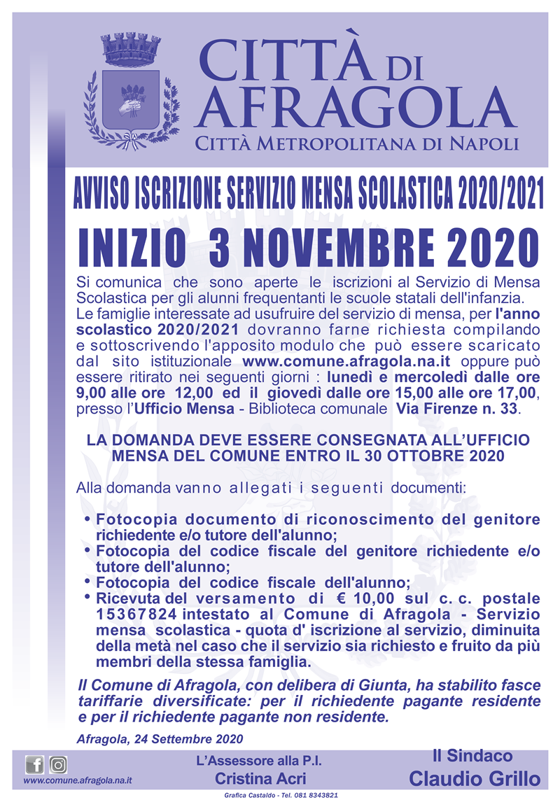 Inizio refezione comune settembre 2020