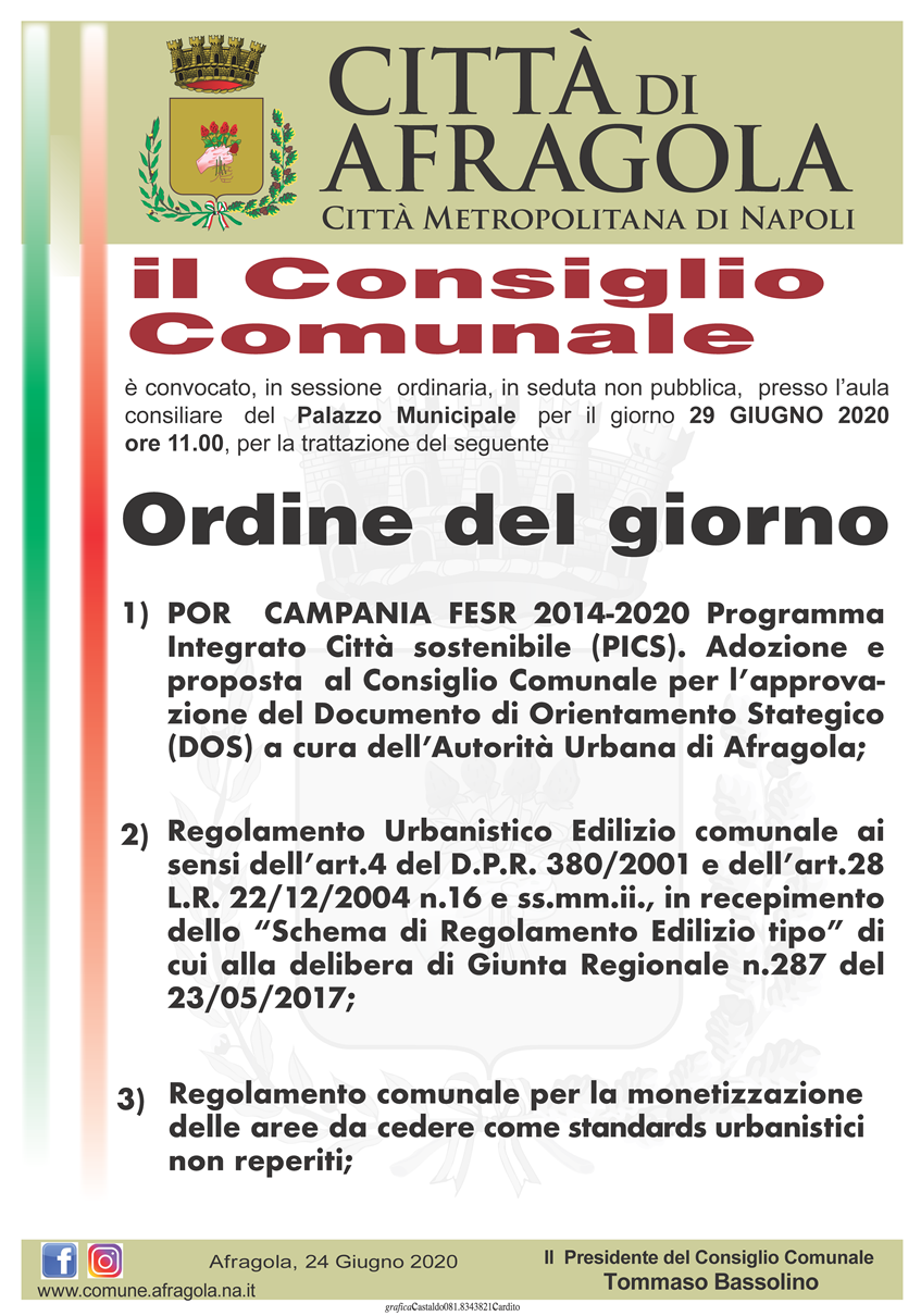 Consiglio Comunale del 29 giugno 2020