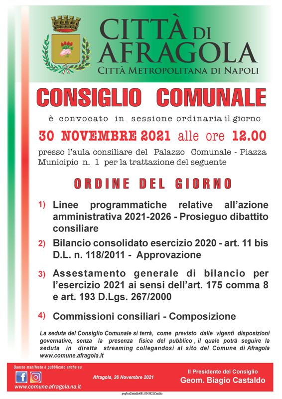 Consiglio Comunale del 30 novembre 2021