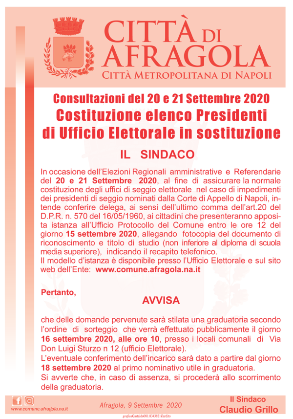 Costituzione Elenco Presidenti in sostituzione